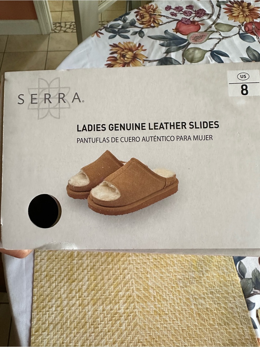 SERRA Chestnut Brown Genuine Leather Mules with Shearling Trim - Picture 5 of 7